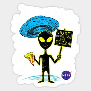 NASA UFO Alien Just Here For The Pizza Graphic Sticker